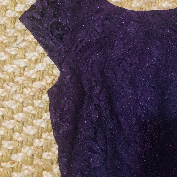 Dress purple sparkly lace short sleeve blue cold - Picture 10 of 10